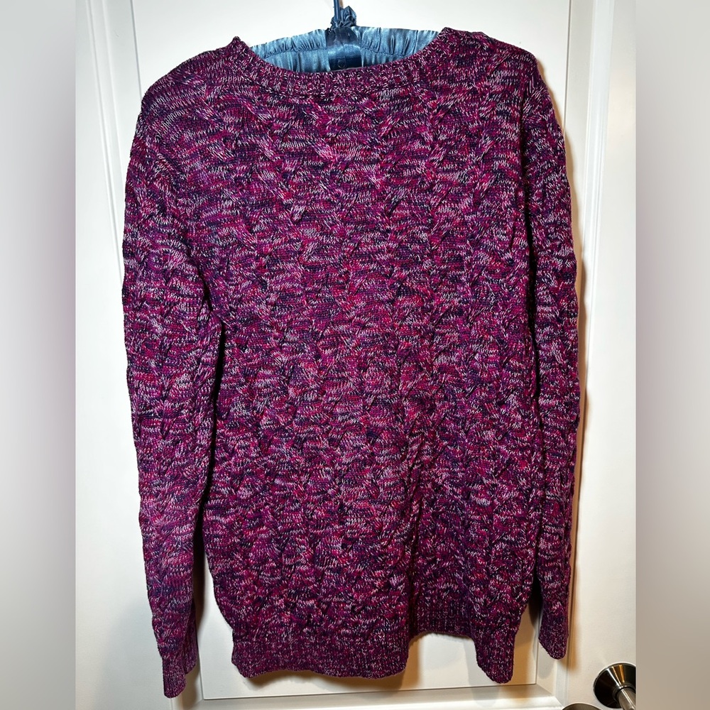 Lands’ End Drifter Cable Knit Sweater Marled Berry Size M - Picture 8 of 12